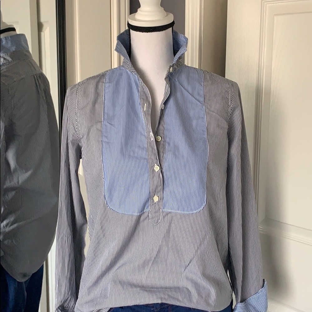 ⬇️REDUCED!! J.Crew bib popover shirt in stripe - Picture 1 of 8